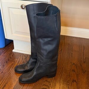 Gorgeous Black Leather Knee-High Women's Boots 9 1/2 Made in Spain
